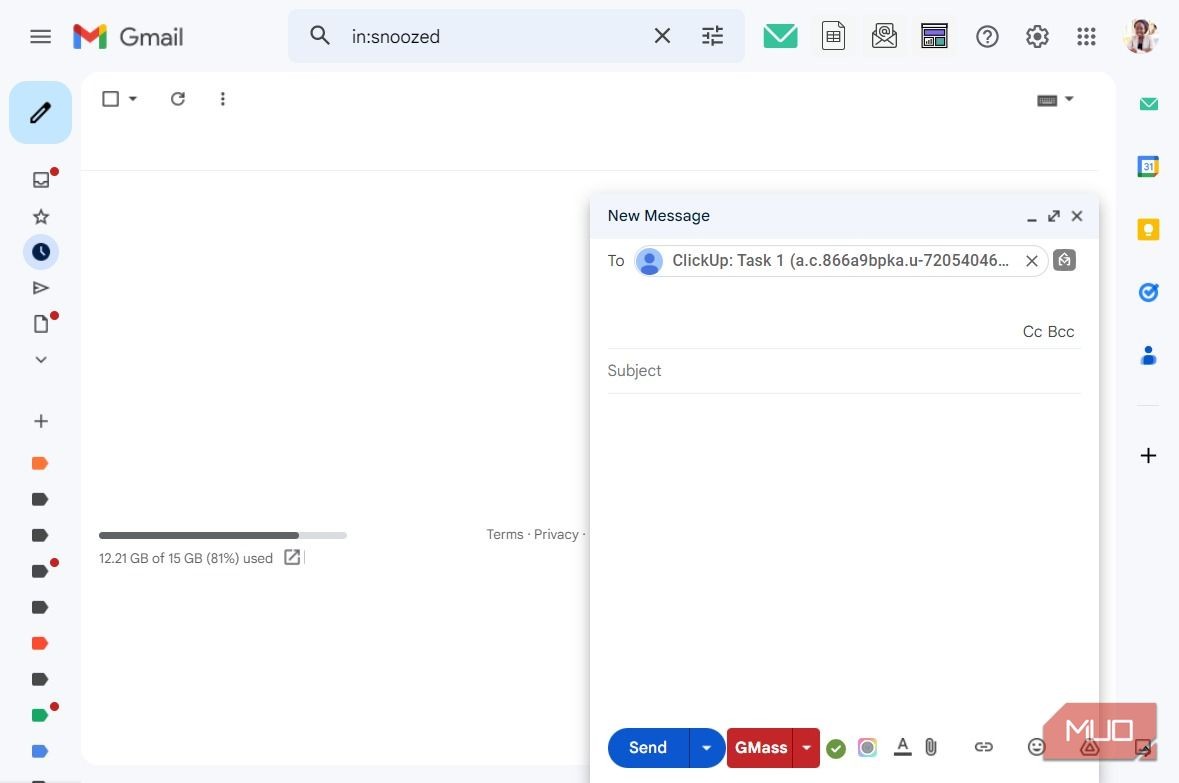 Dán địa chỉ nhiệm vụ vào thanh địa chỉ Gmail