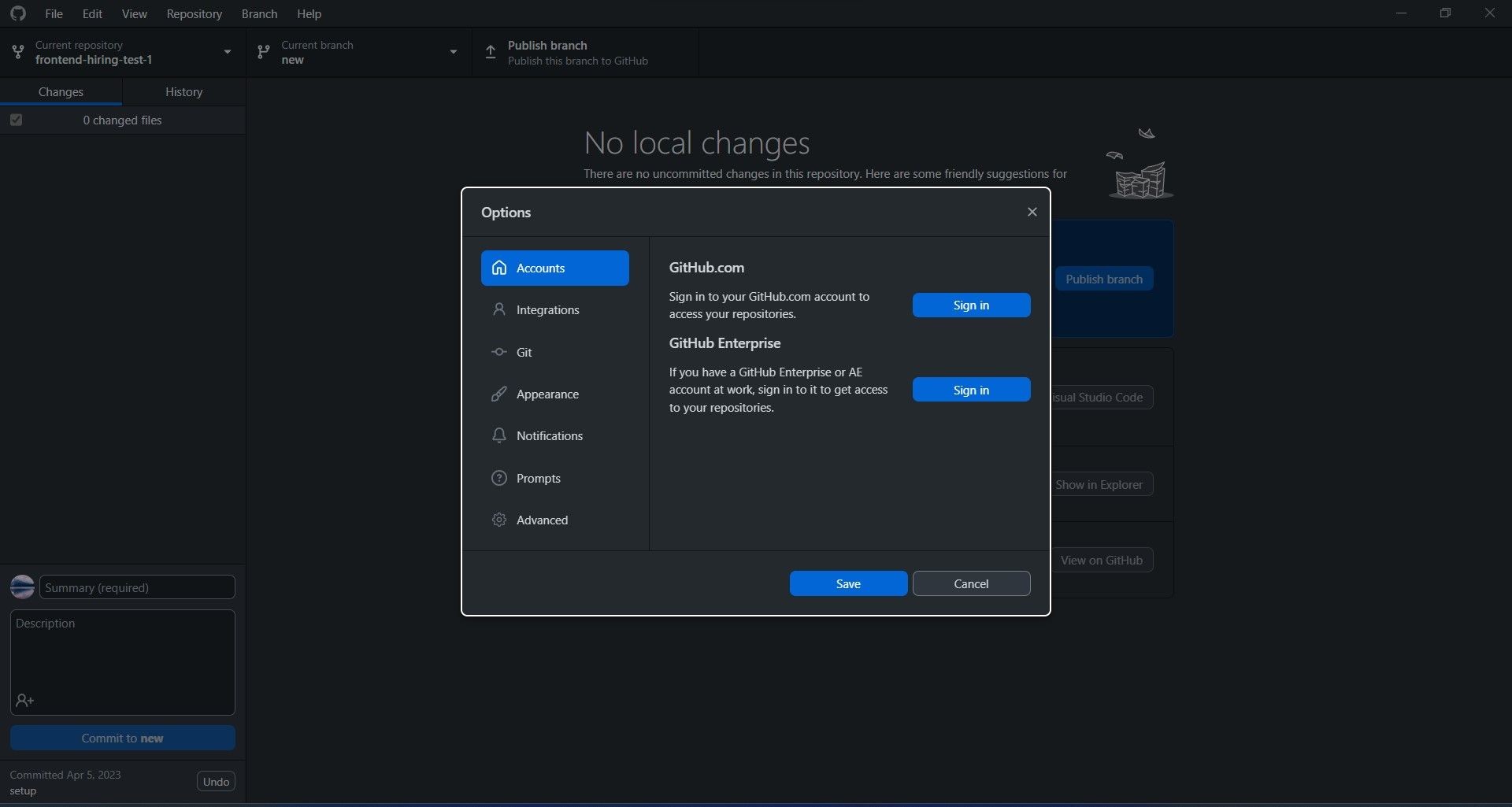 Đăng nhập GitHub Desktop