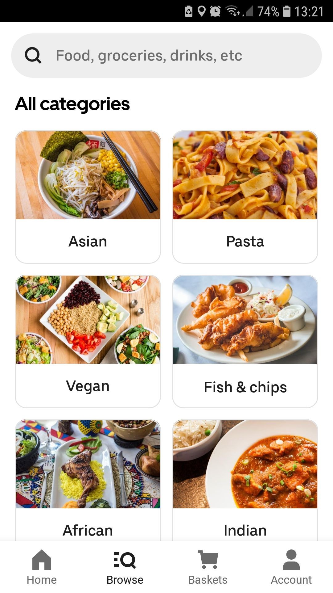 Danh mục ẩm thực trên Uber Eats