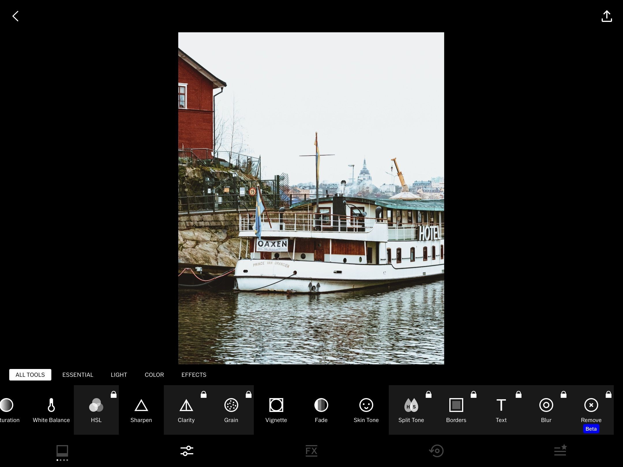 Danh sách các tính năng trong ứng dụng VSCO cho iPad