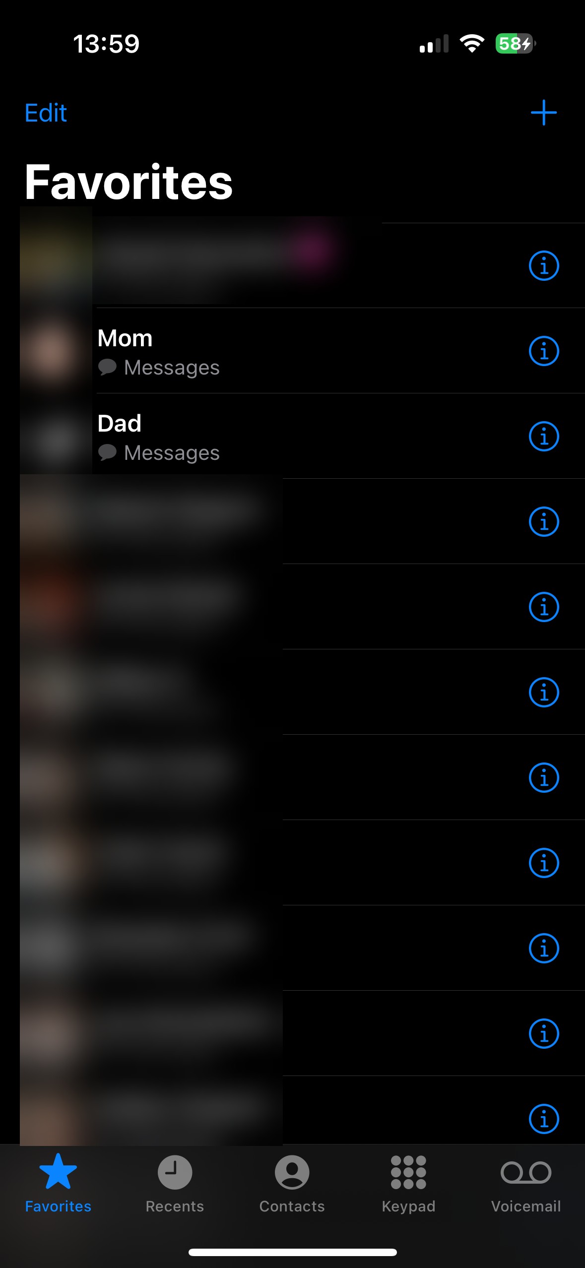 Danh sách Liên hệ Yêu thích iPhone