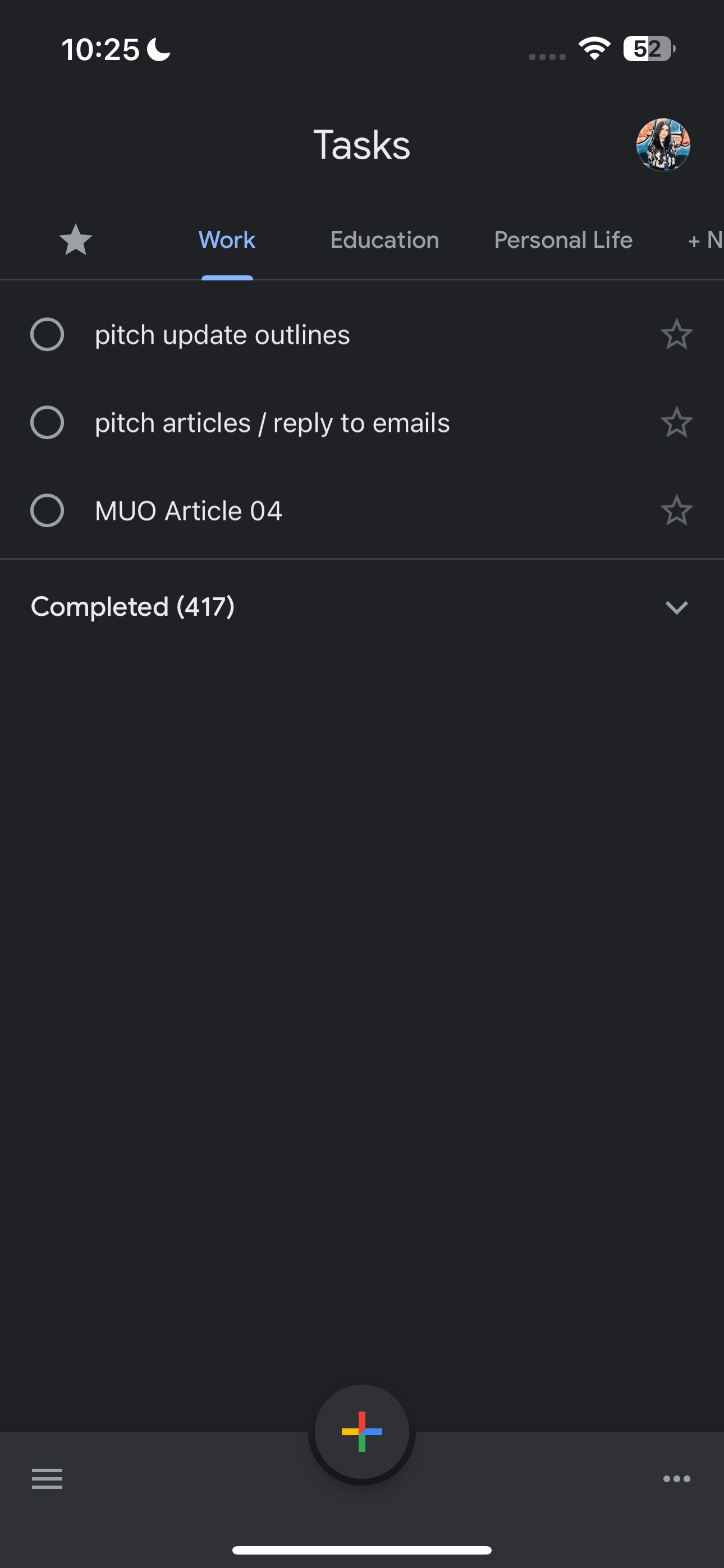 Danh sách nhiệm vụ công việc trong Google Tasks