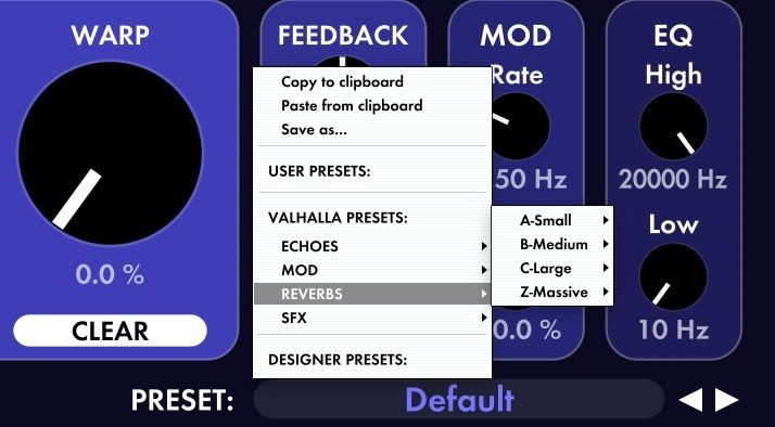 Danh sách preset của plugin reverb Supermassive