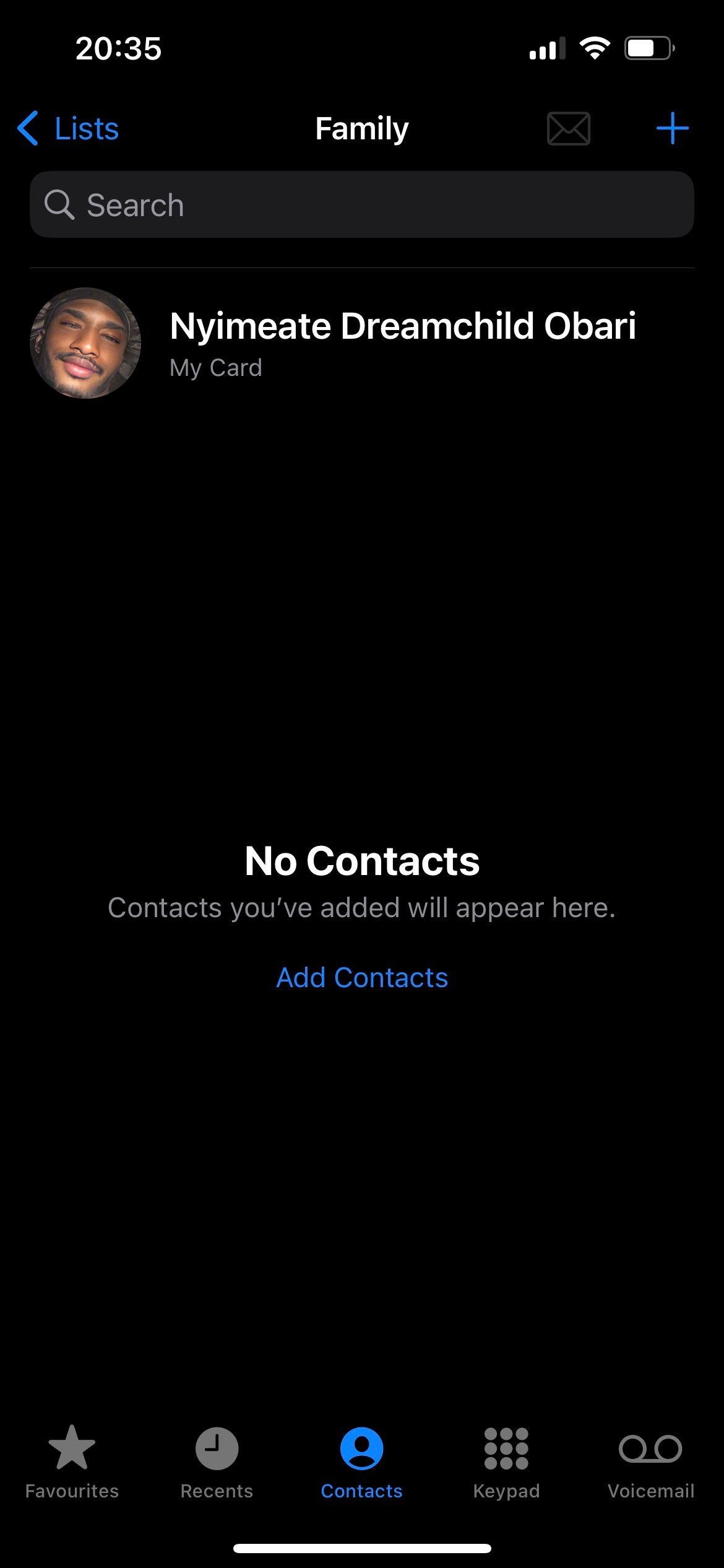 Danh sách trống trong ứng dụng Phone trên iPhone