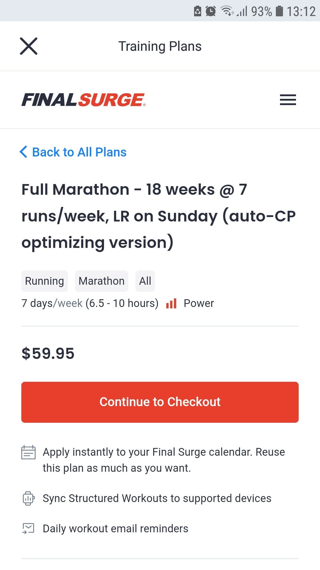 Đào tạo marathon đầy đủ với Final Surge