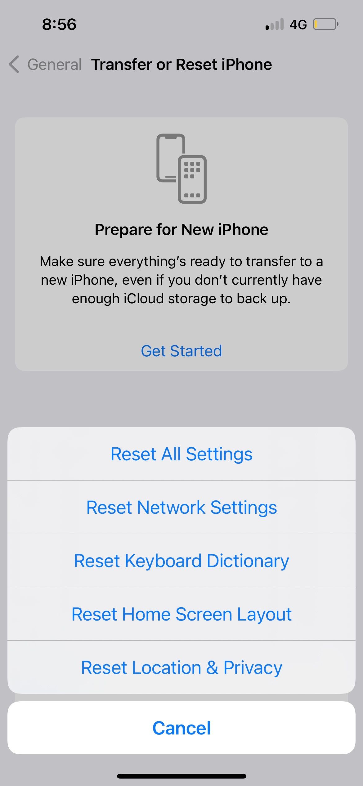 Đặt lại cài đặt trên iPhone