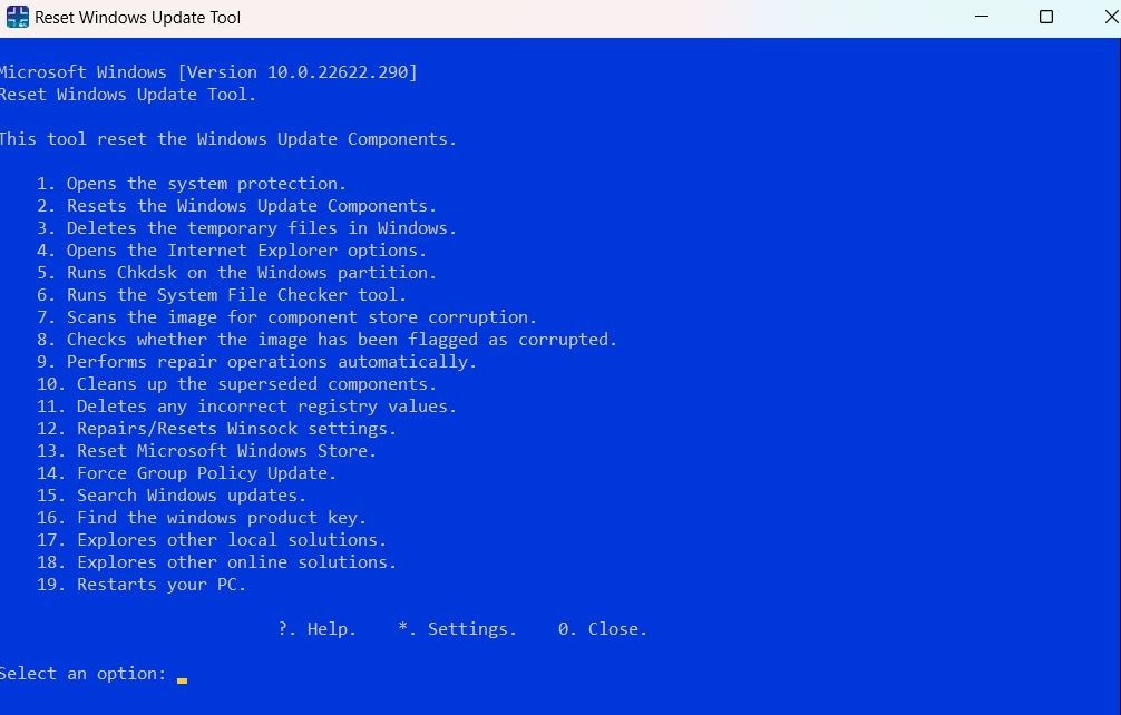 Đặt lại thành phần Windows bằng công cụ Update