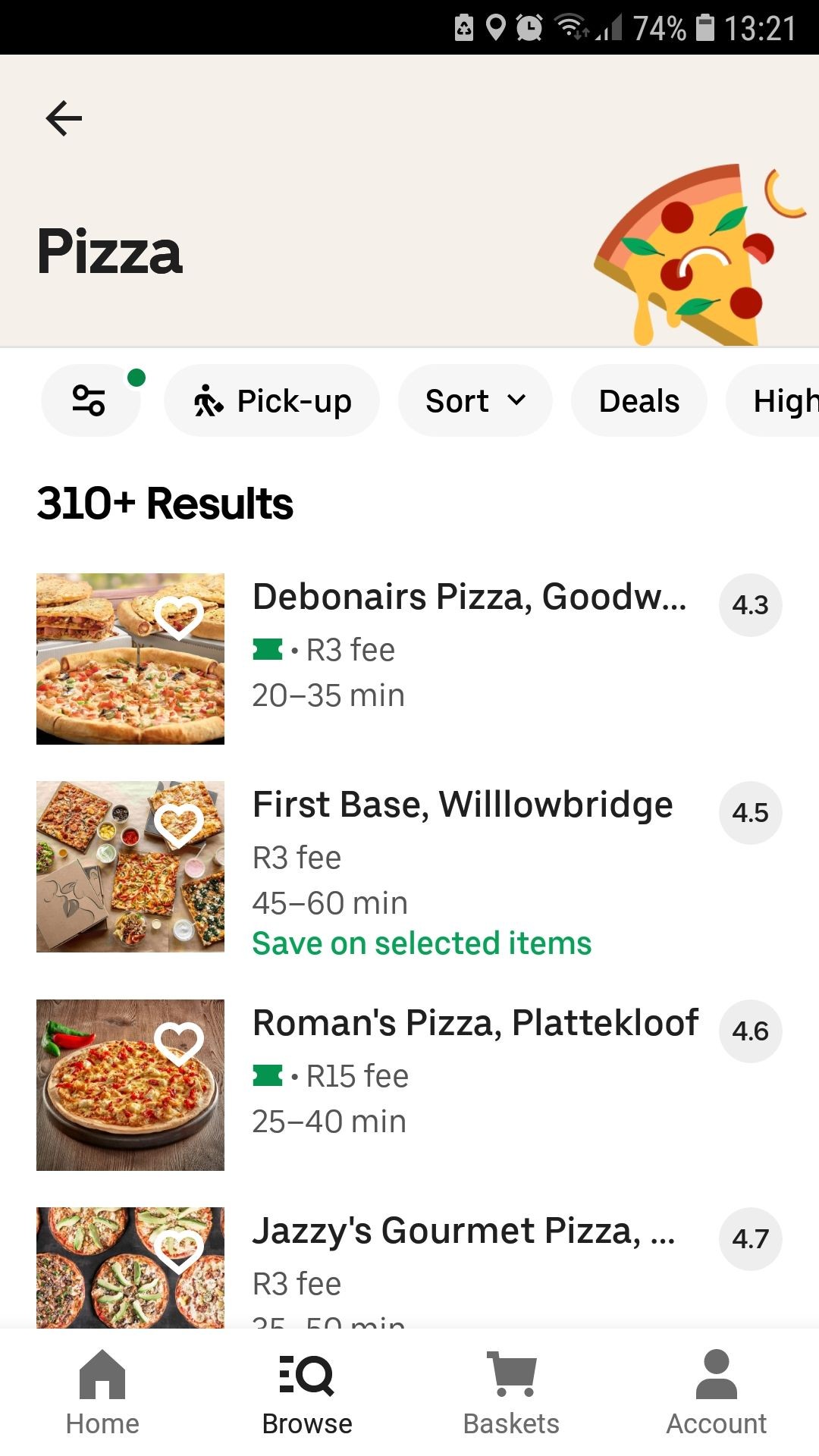 Đặt pizza qua Uber Eats