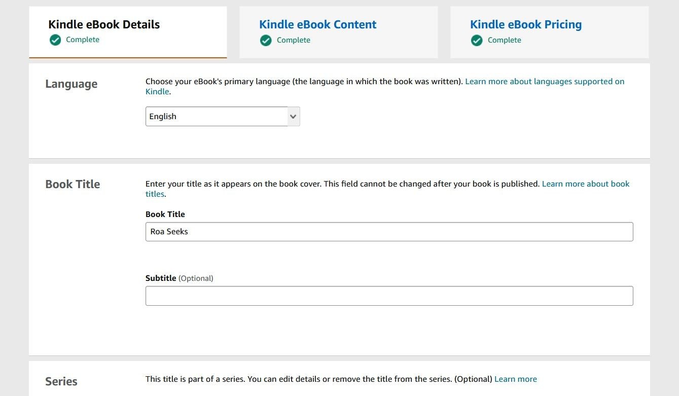 Điền Chi Tiết Sách Điện Tử Kindle