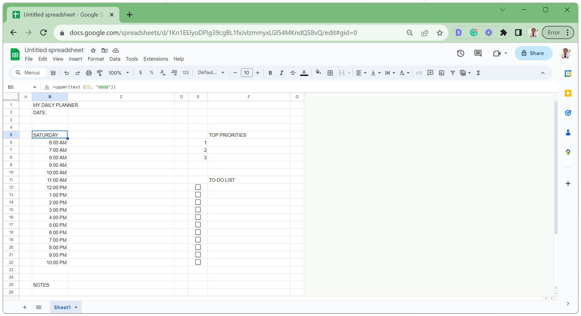 Điều chỉnh độ rộng cột trong lịch trình số hóa Google Sheets