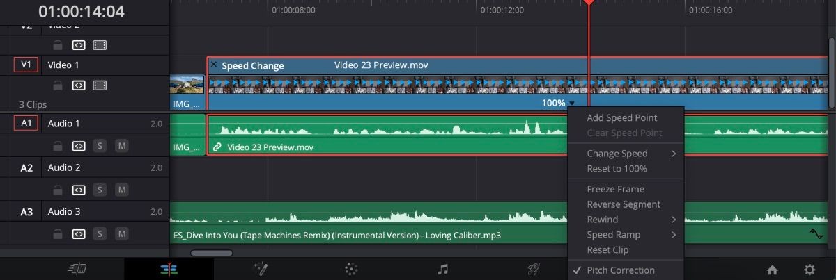 Điều khiển thời gian trong DaVinci Resolve