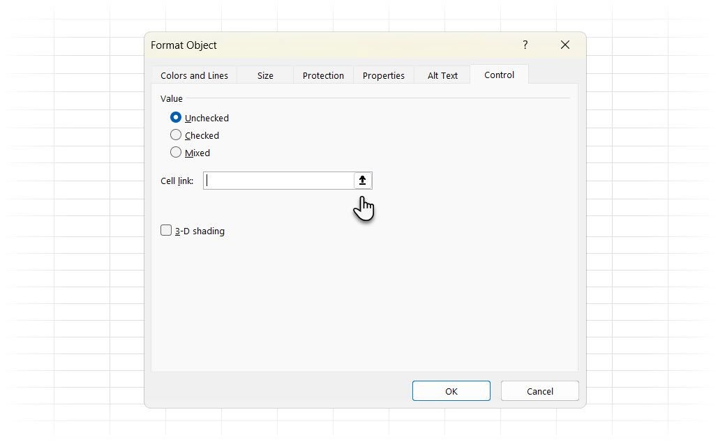 Định dạng đối tượng danh sách kiểm tra trong Excel