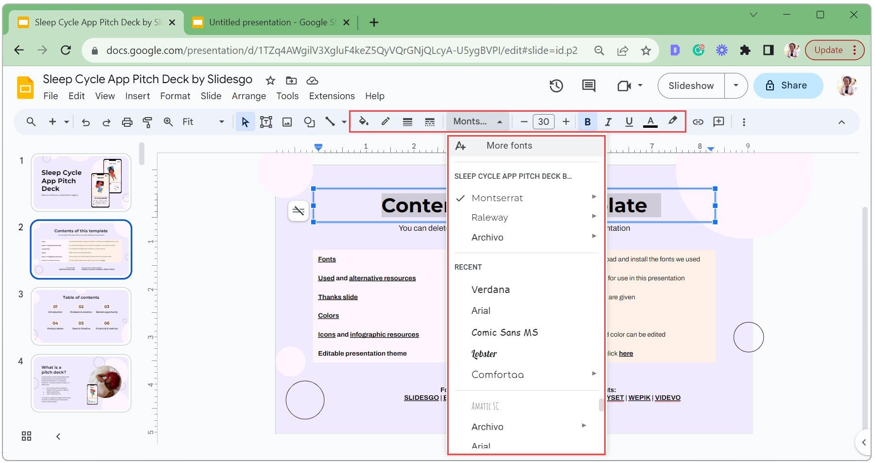 Định dạng văn bản từ thanh công cụ Google Slides