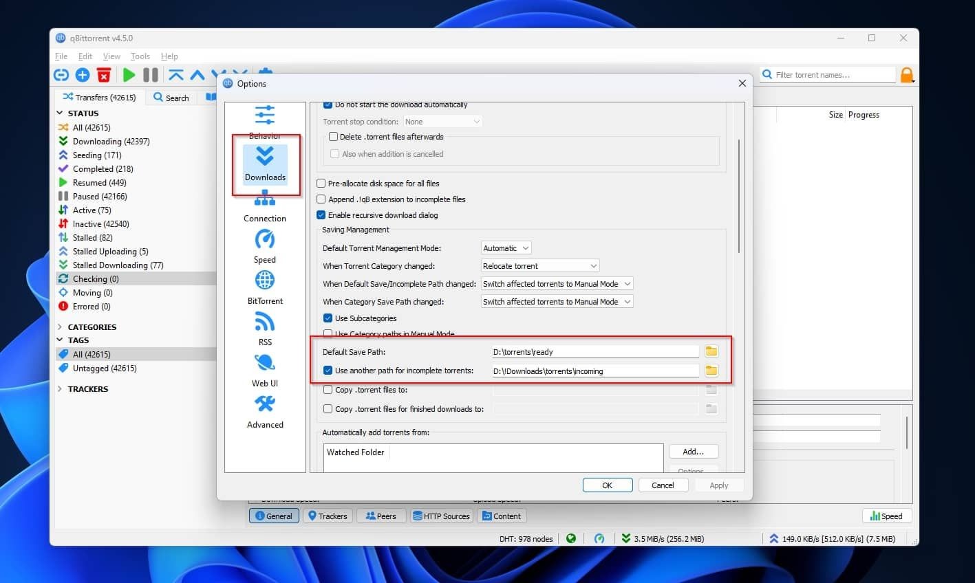 Đường dẫn Lưu Mặc định Tùy Chọn Tải xuống qBittorrent