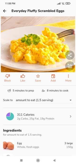 Eat This Much ứng dụng công thức bữa sáng