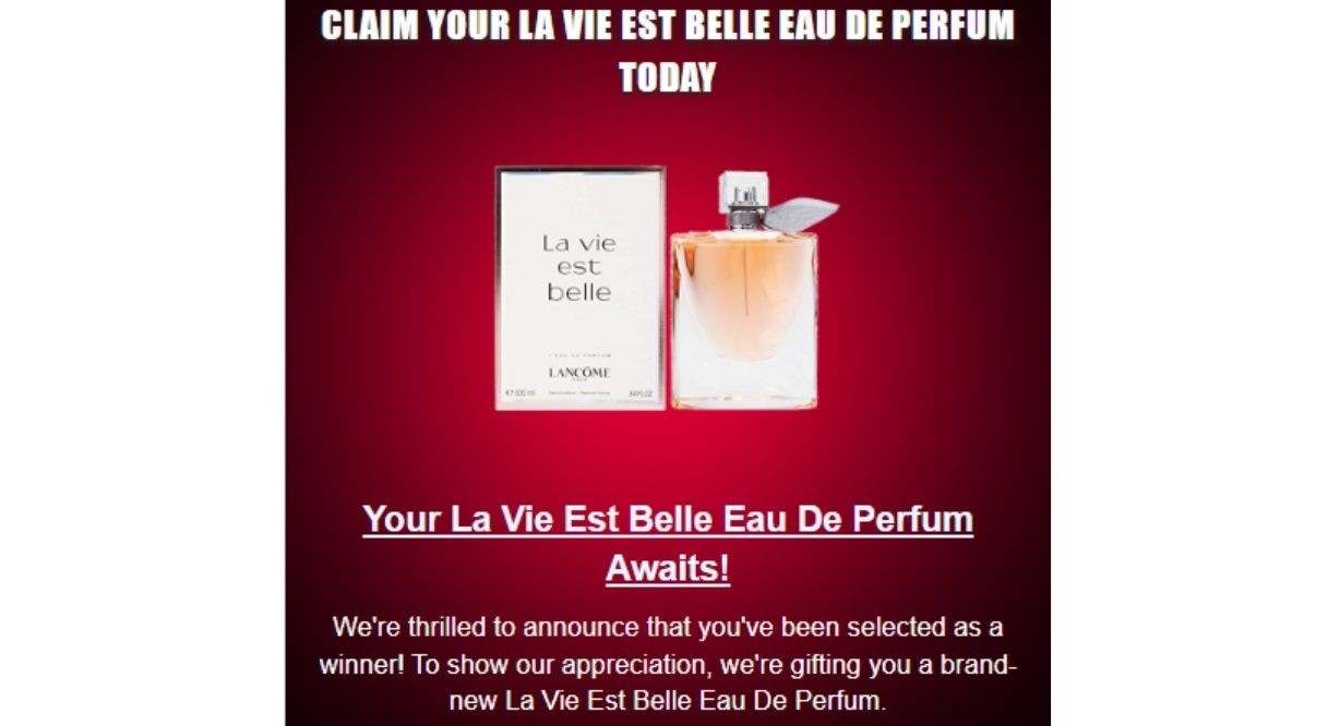 Email lừa đảo về nước hoa miễn phí