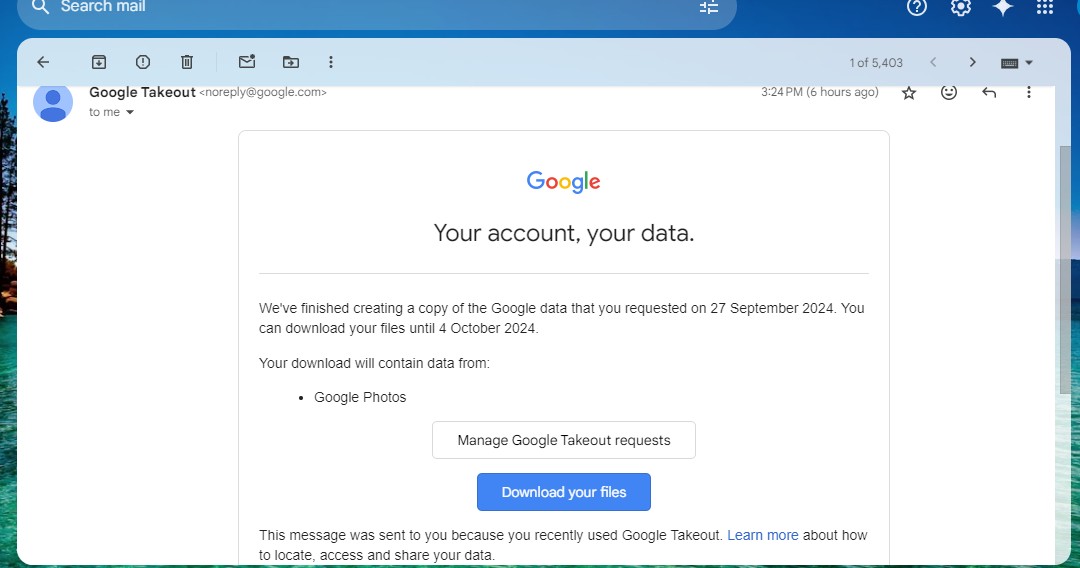 Email từ Google Takeout