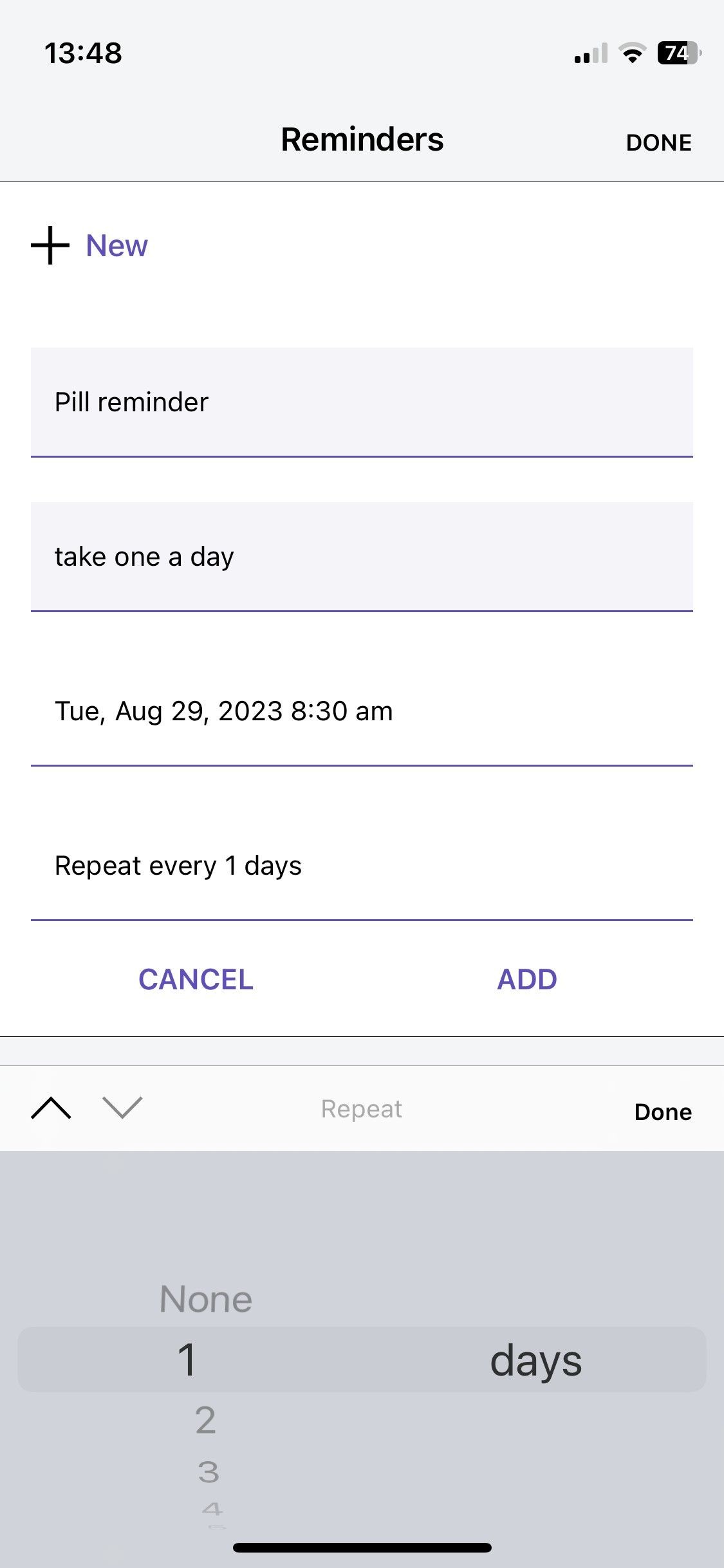 Euki app - set health reminders
