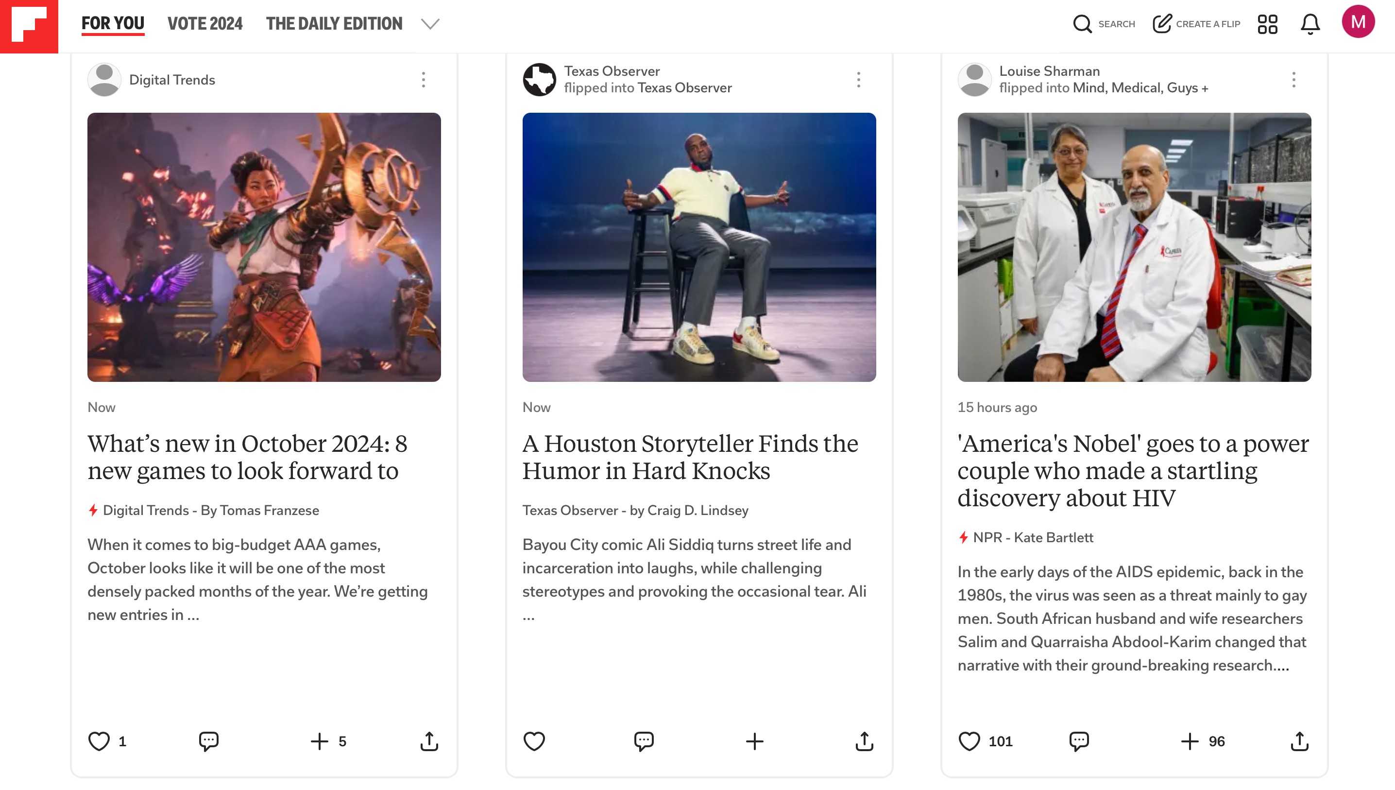 Flipboard Flips bao gồm các trò chơi mới trong tháng Mười và cập nhật khoa học
