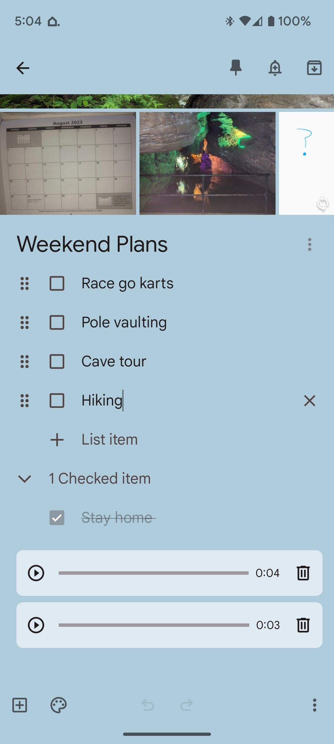 Ghi chú âm thanh được nhúng trong Google Keep