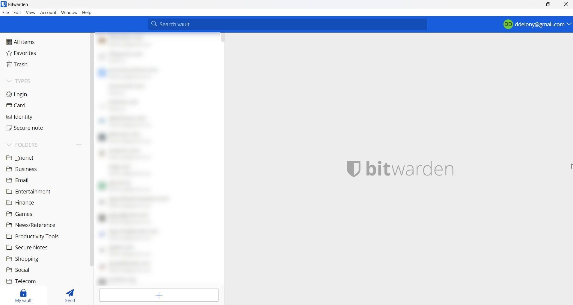 Giao diện Bitwarden trên Windows