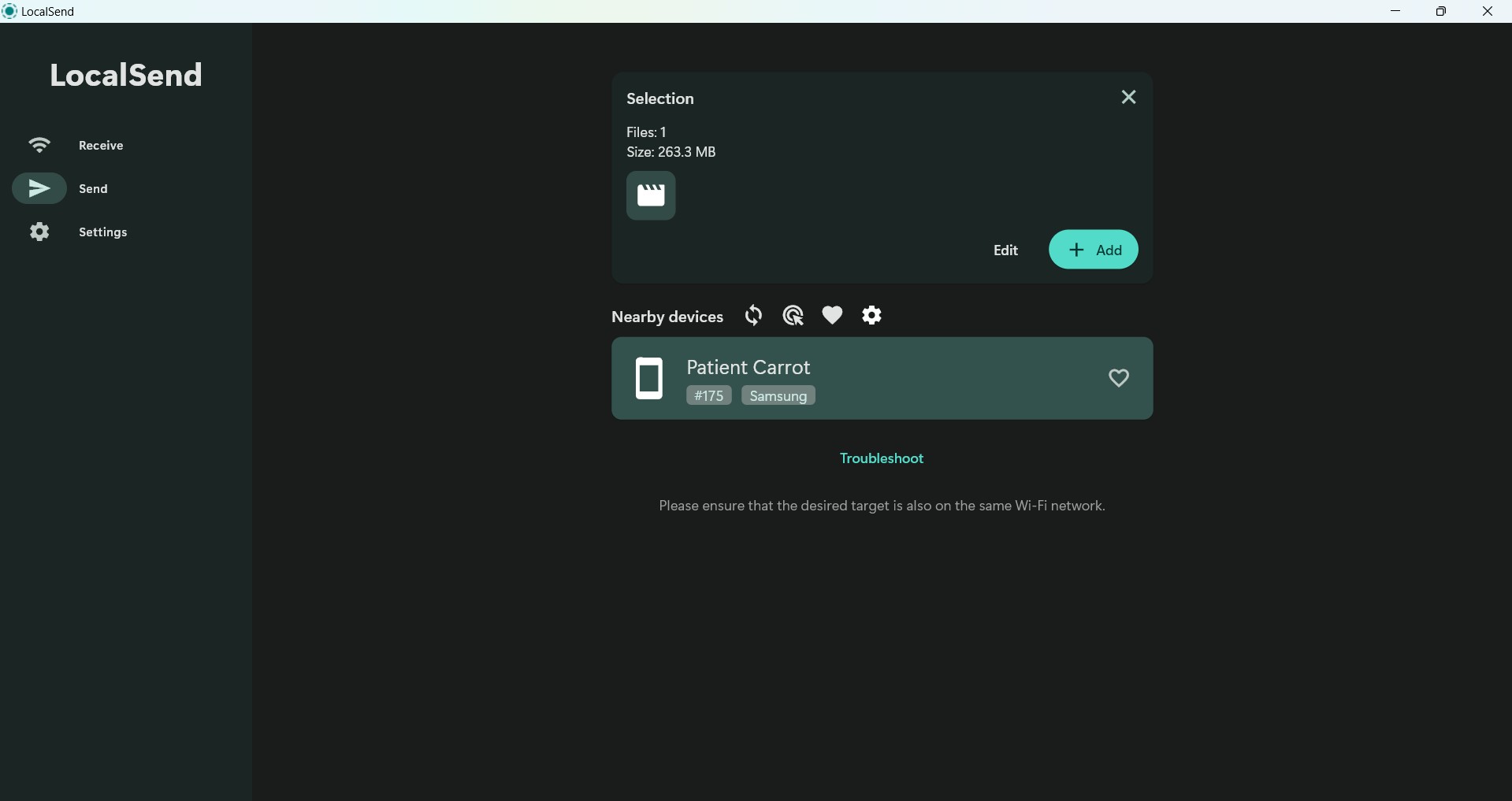 Giao diện desktop của LocalSend