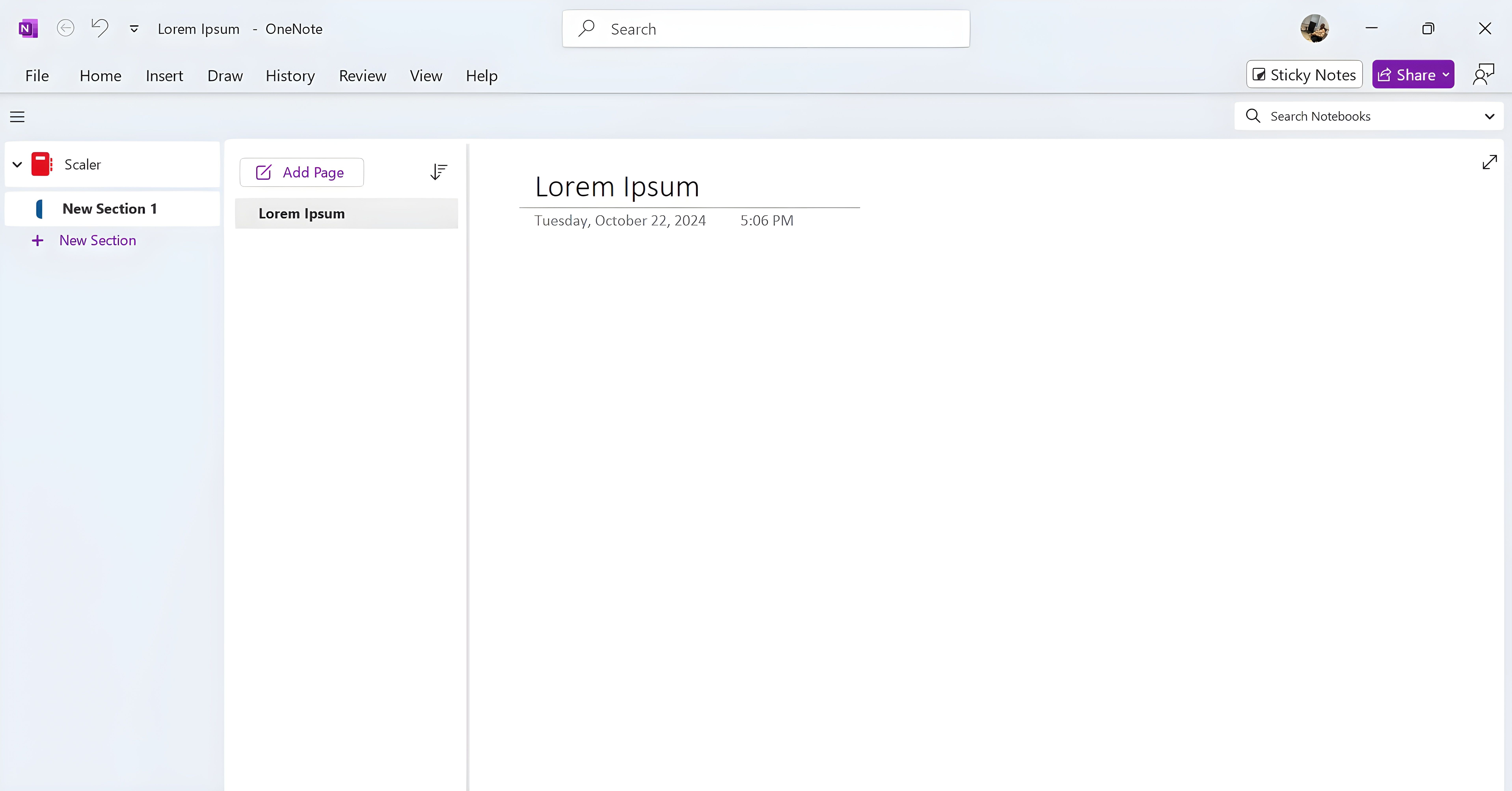 Giao diện Microsoft OneNote trên PC