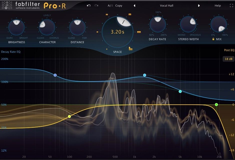 Giao diện plugin reverb FabFilter Pro-R