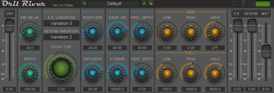 Giao diện plugin reverb OrilRiver