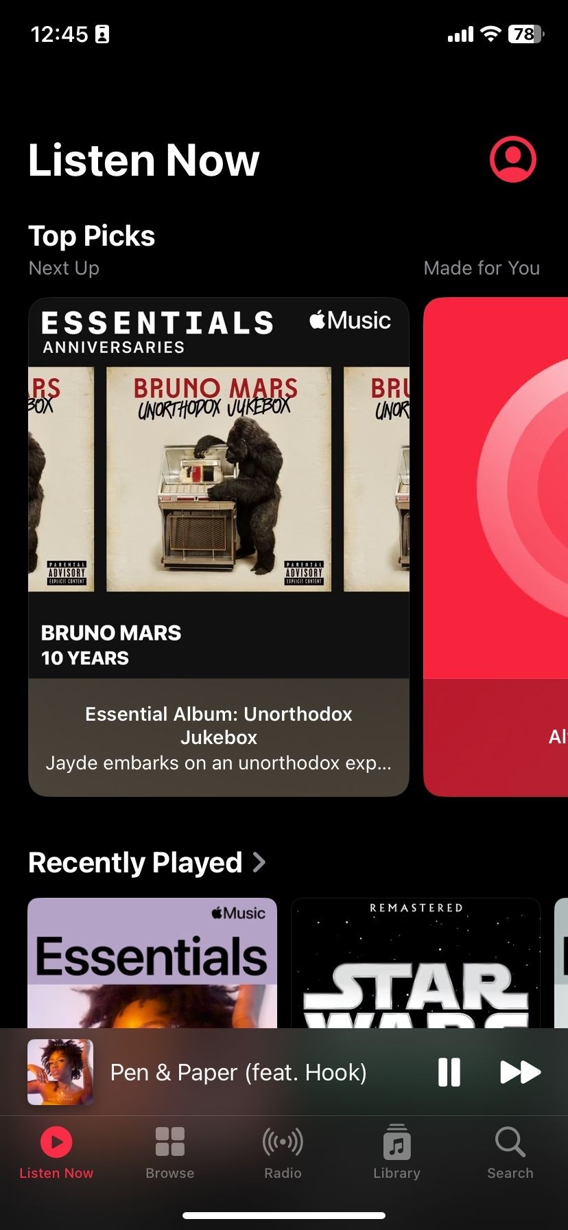 Giao diện ứng dụng Apple Music trên iOS