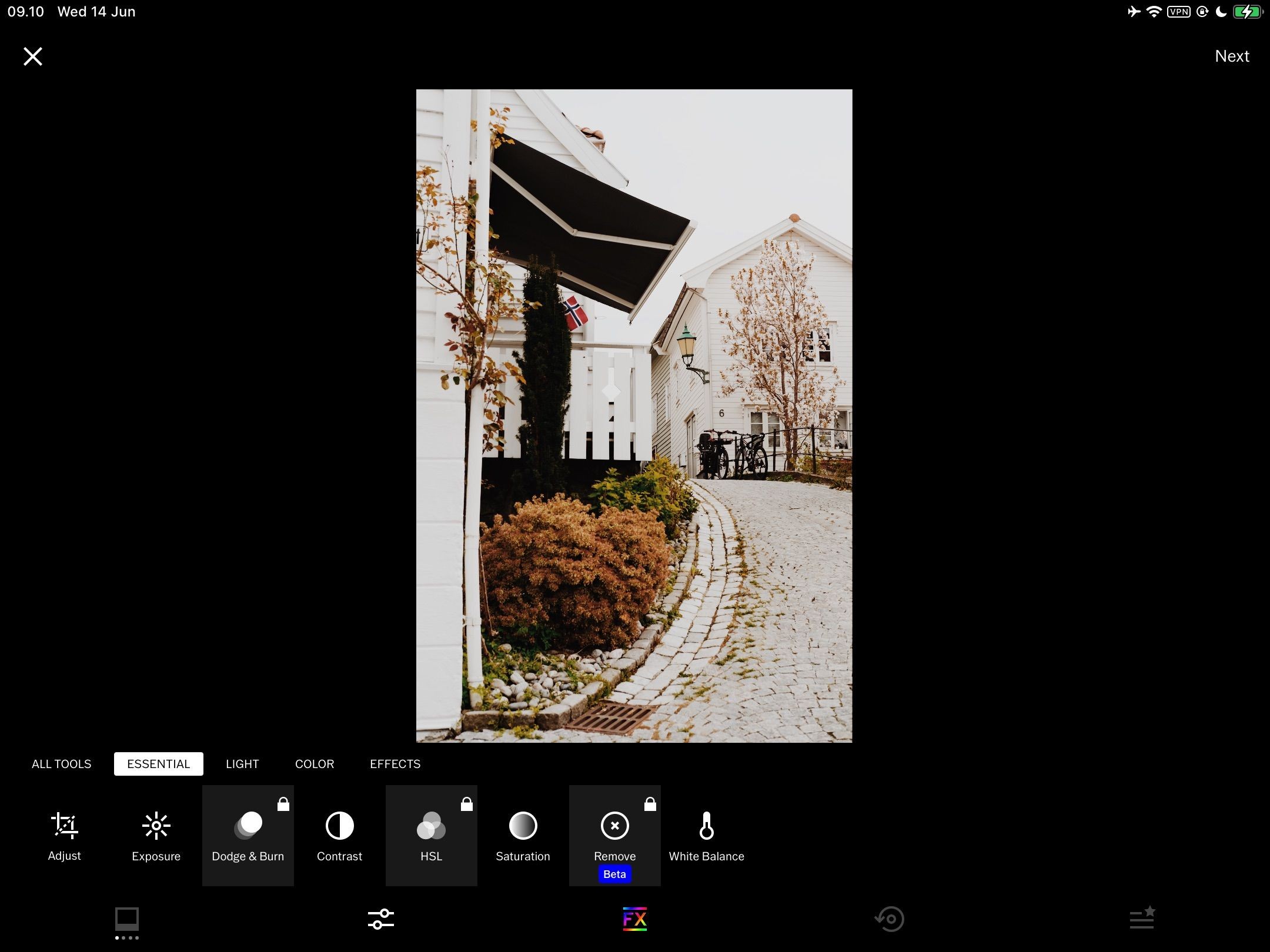 Giao diện ứng dụng VSCO trên iPad