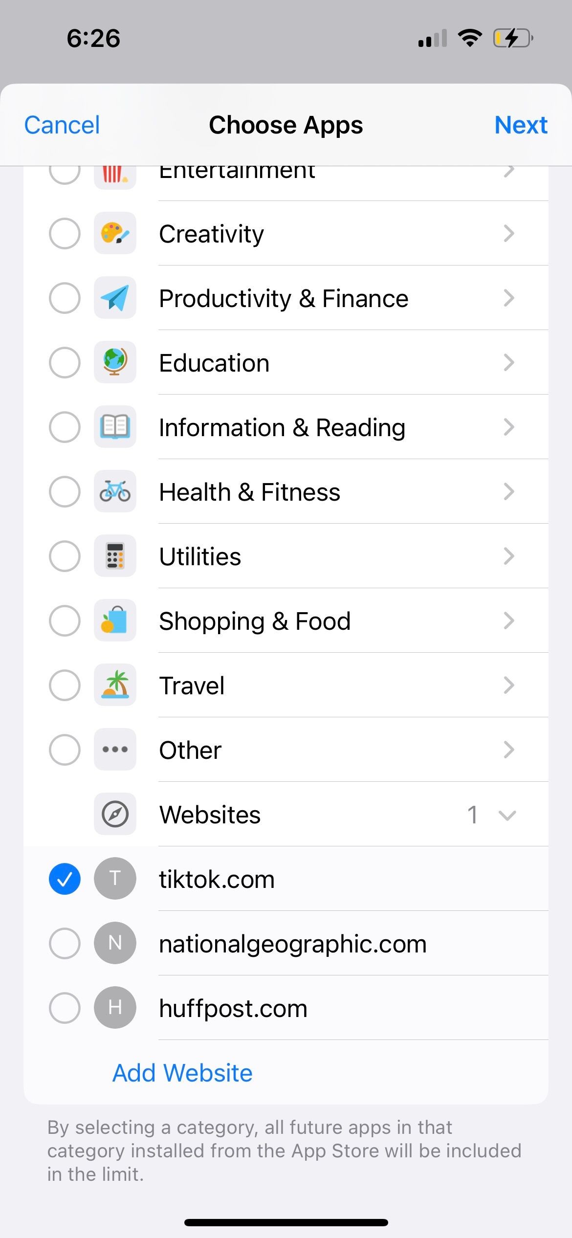 Giới hạn trang web bằng Thời gian sử dụng trên iPhone