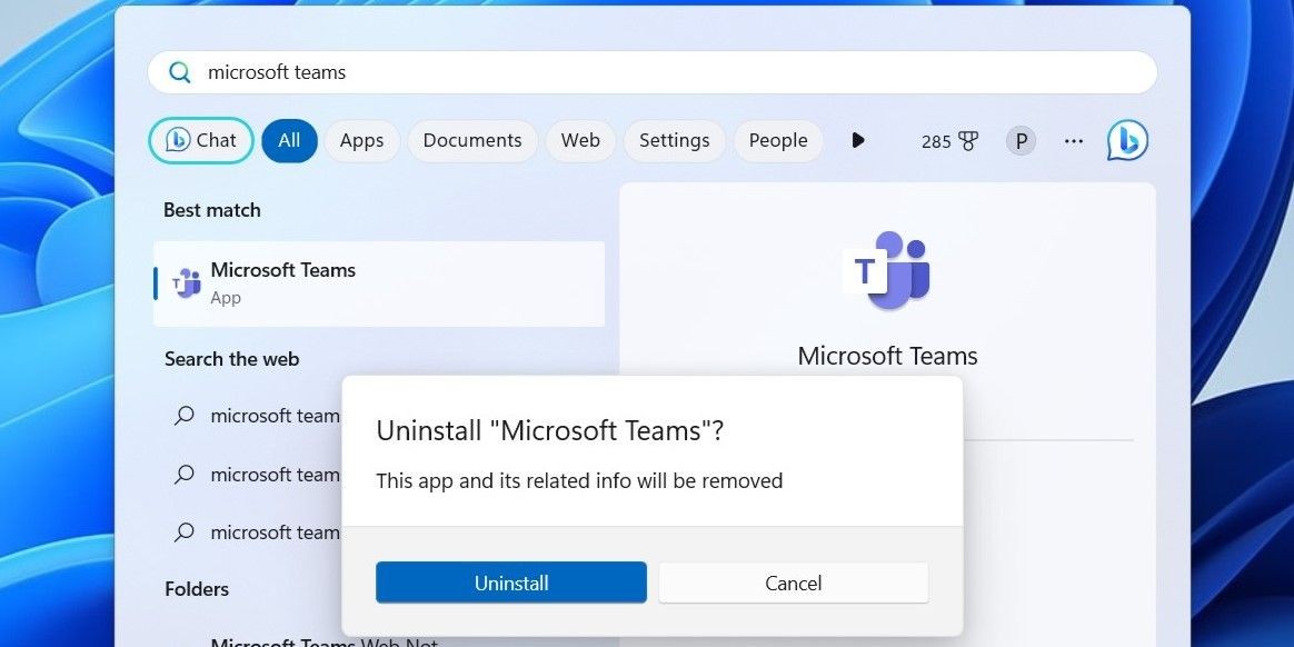 Gỡ cài đặt Microsoft Teams trên Windows