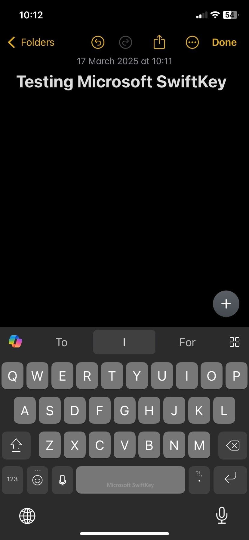 Gõ chữ với Microsoft SwiftKey trên ứng dụng Notes
