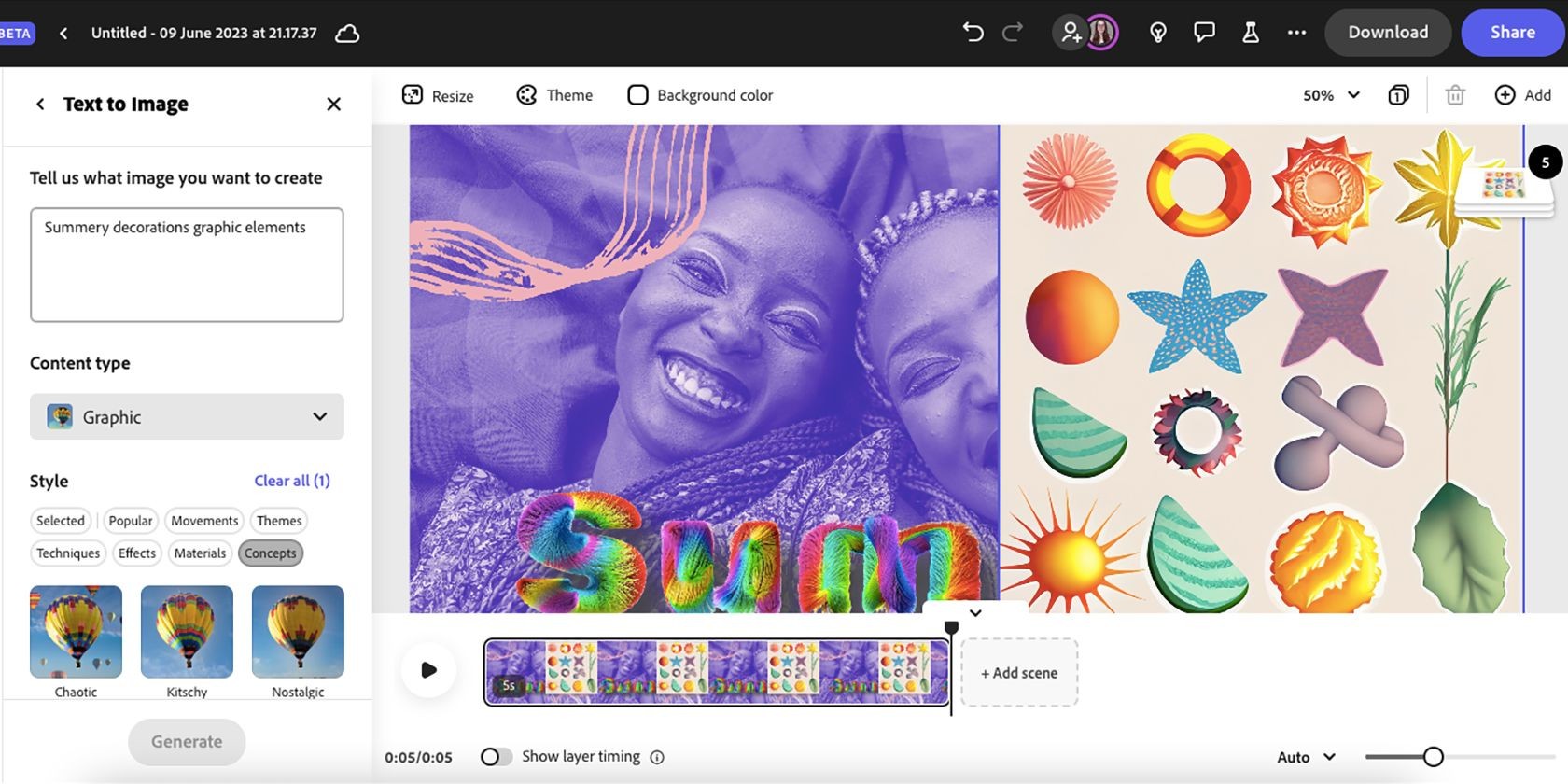 Gợi ý AI tạo ảnh từ văn bản của Adobe Express Beta