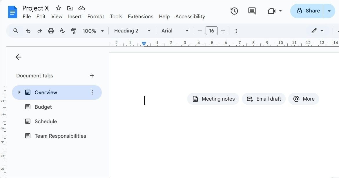 Google Docs hiển thị thẻ tài liệu