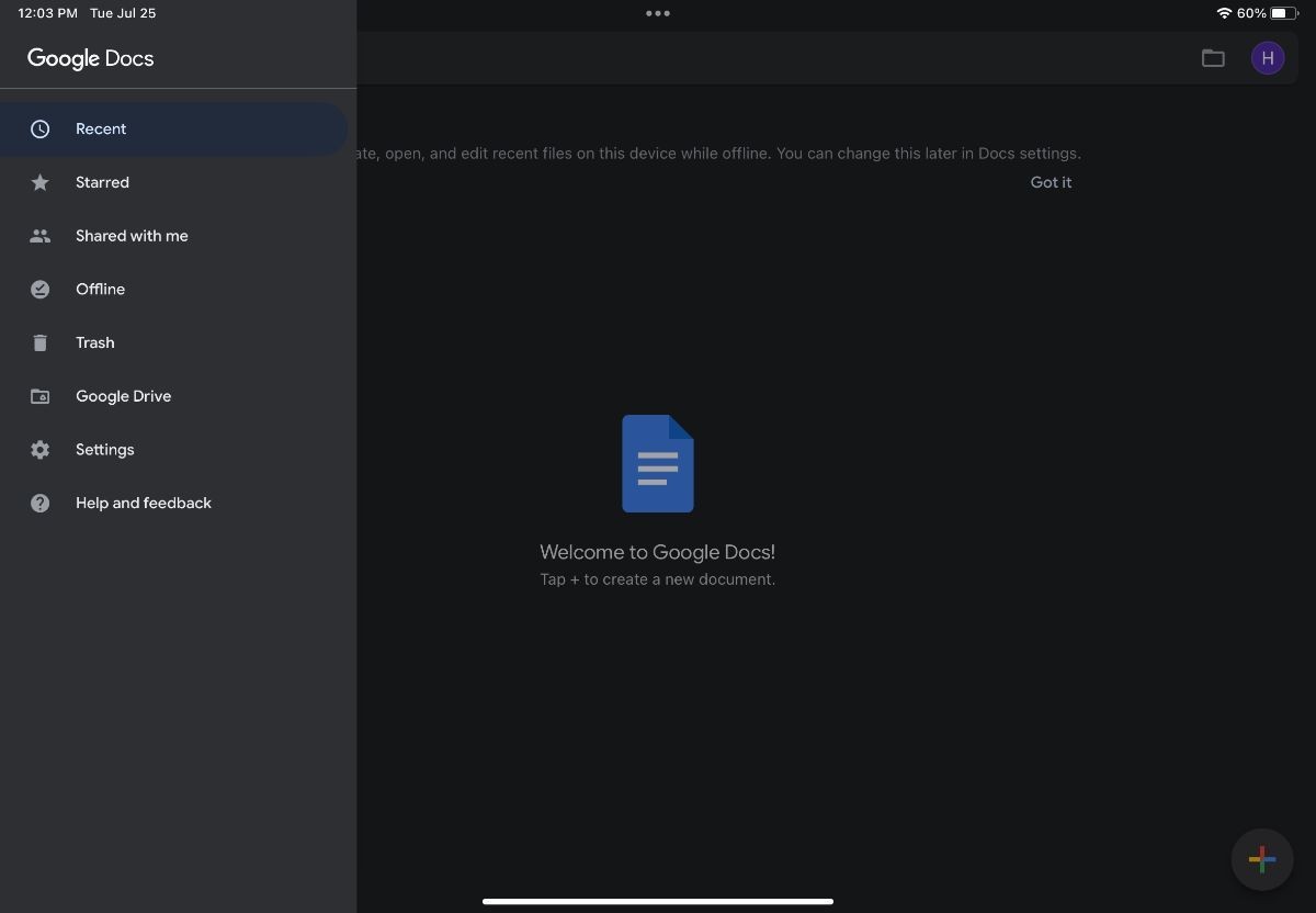 Google Docs trên iPad giúp viết và chỉnh sửa văn bản