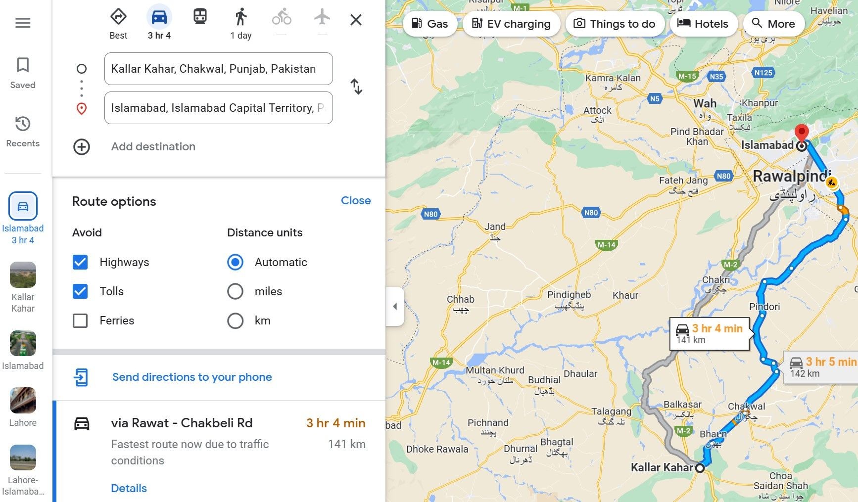 Google Maps hiển thị vị trí không có đường phí và cao tốc