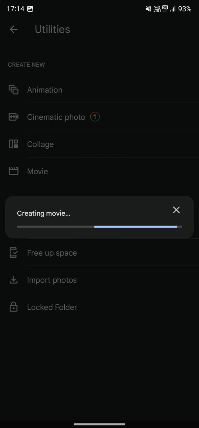 Google Photos tạo movie từ ảnh đã chọn
