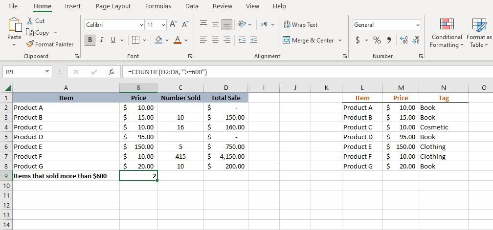 Hàm COUNTIF trong Excel