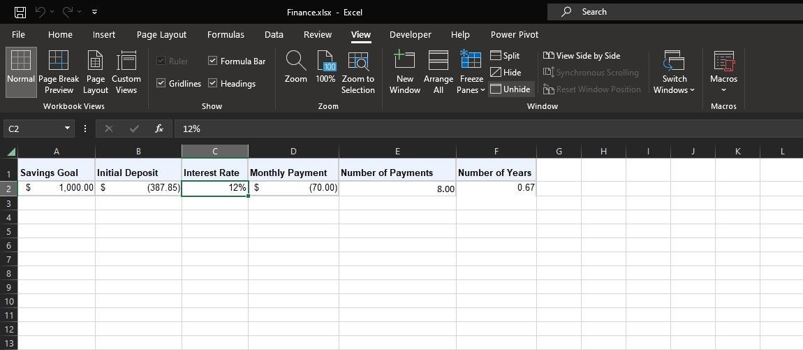 Hiện cửa sổ trong Excel