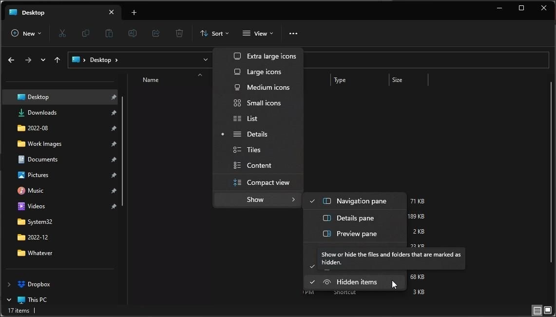 Hiển thị các mục ẩn trong File Explorer