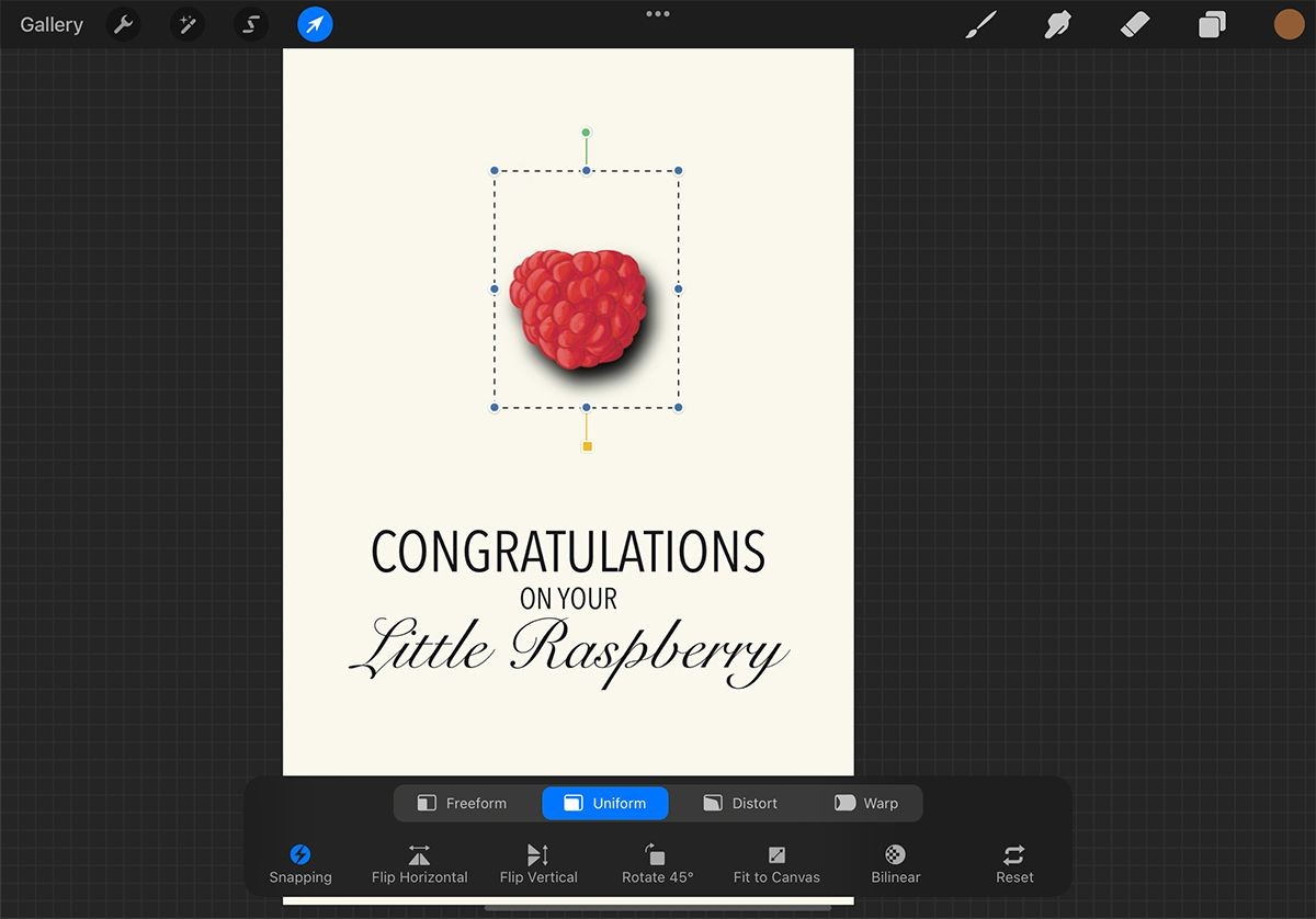 Hiệu ứng bóng đổ trong Procreate.
