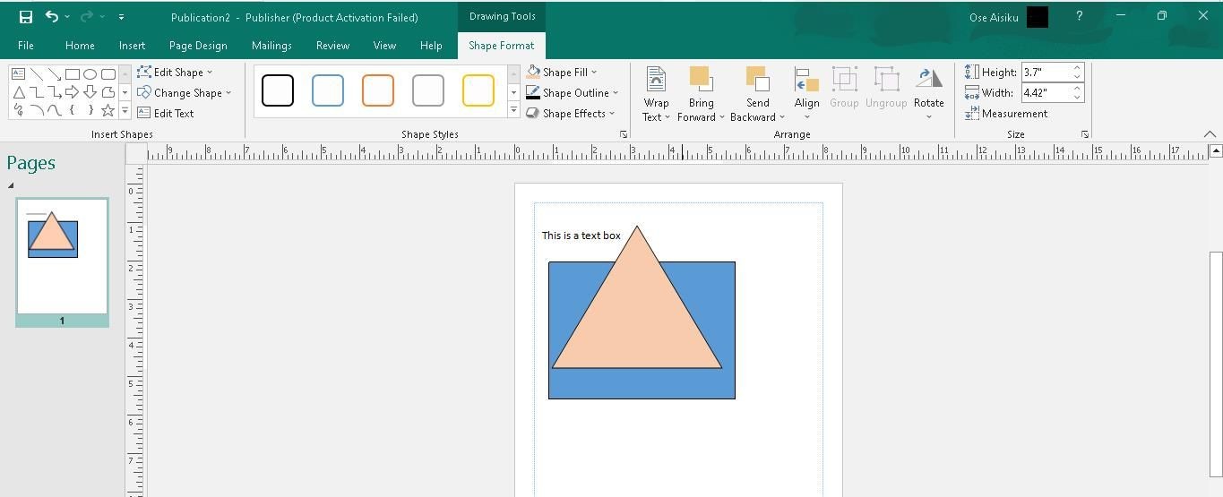 Hình ảnh các hình dạng trên trang Microsoft Publisher