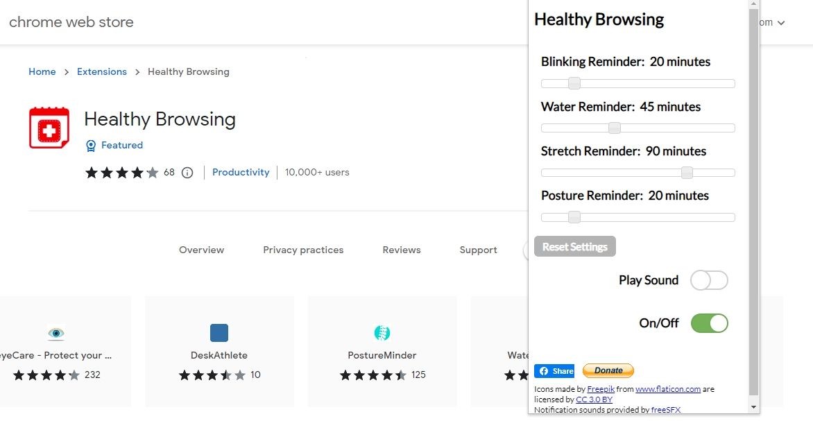 Hình ảnh cài đặt Healthy Browsing Chrome Extension