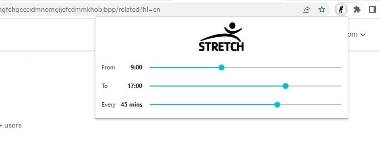Hình ảnh cài đặt Stretch Reminder Chrome Extension