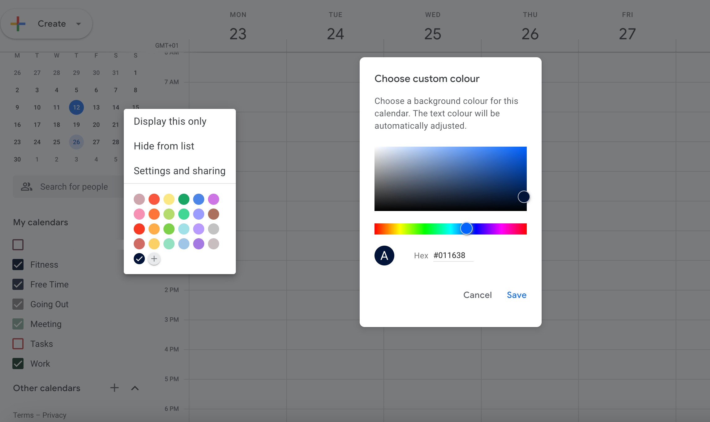 Hình ảnh đặt màu tùy chỉnh trên Google Calendar