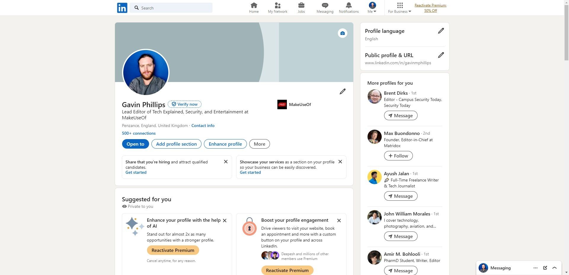 Hình ảnh hồ sơ LinkedIn của Gavin Phillips