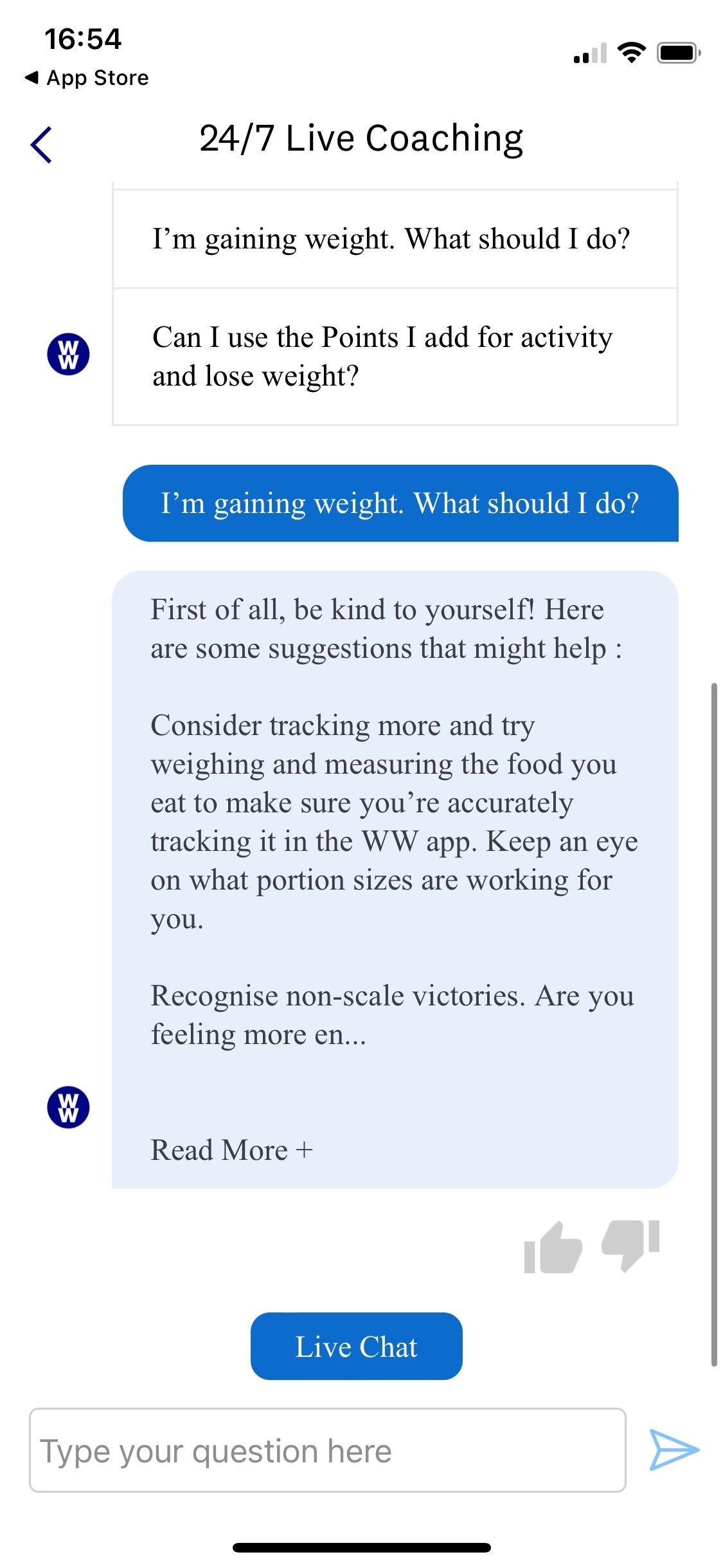 Hình ảnh hỗ trợ huấn luyện 24/7 từ ứng dụng WeightWatchers