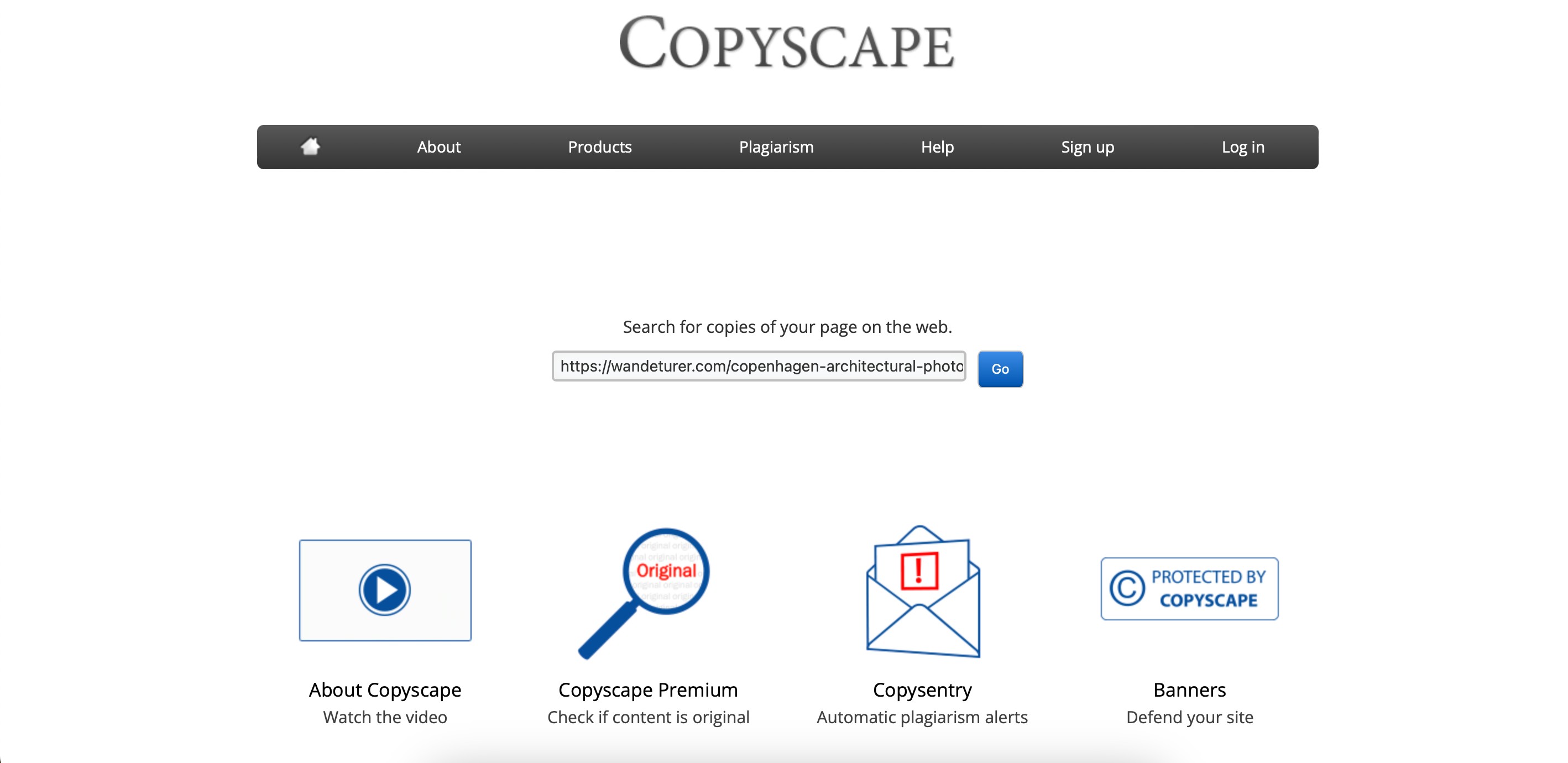 Hình ảnh kiểm tra URL trong Copyscape